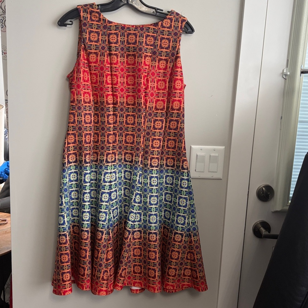 Geometric Multi Color Flare Midi Dress